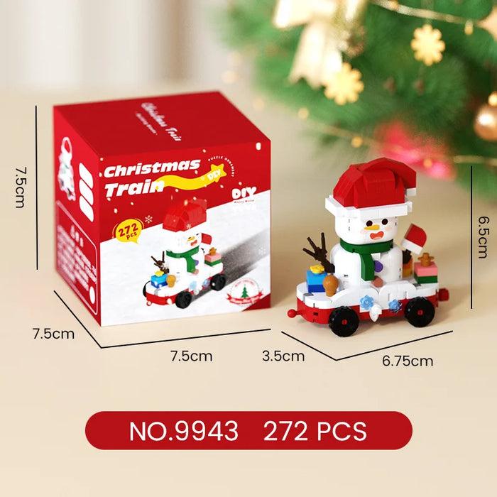 Christmas train snowman car micro block set, 272 pieces, with box