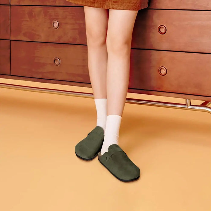 KIDMI Suede Clogs for Women Men Mules Cork Footbed Sandals With Arch Support Fashion Nonslip Outdoor Beach Slippers Home Shoes