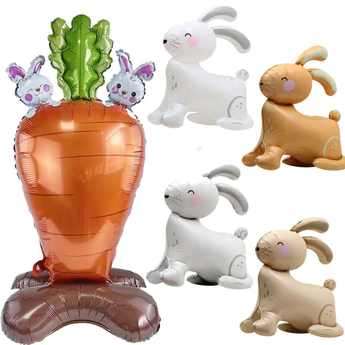 4D Standing Carrot Rabbit Balloon Cute Cartoon Animal Easter Balloon Baptism Supplies Baby Shower Birthday Party Decor Kids Toys