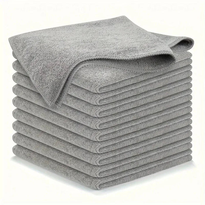Stack of grey microfibre cleaning cloths, 20 pack