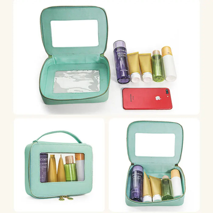 Customized Letters Transparent Makeup Bag Saffiano Portable Cosmetic Case