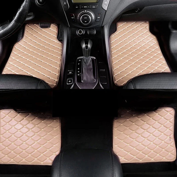 Car Floor Mats 4PCS Universal PU Leather Waterproof Auto Foot Pad Protector