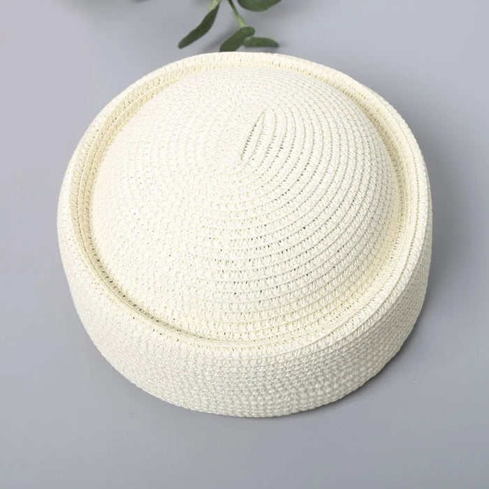 Straw Pillbox Hat Summer Beret Sun Hats Japanese Retro Weeding Fedora Hostess Fashion Millinery Fascinator Designer Painter Hat