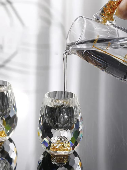 Lead-free Crystal Glass Gild Built In 24K Gold Leaf Small Shot Glass Luxury Golden Vodka Spirit Small Wine Glasses Drinking Cups
