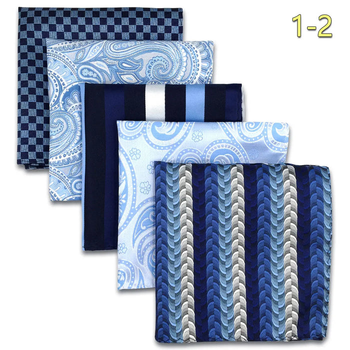 5 Pieces Mens Pocket Squares Wedding Handkerchiefs Set Fashion Formal Bundle Luxury Unique