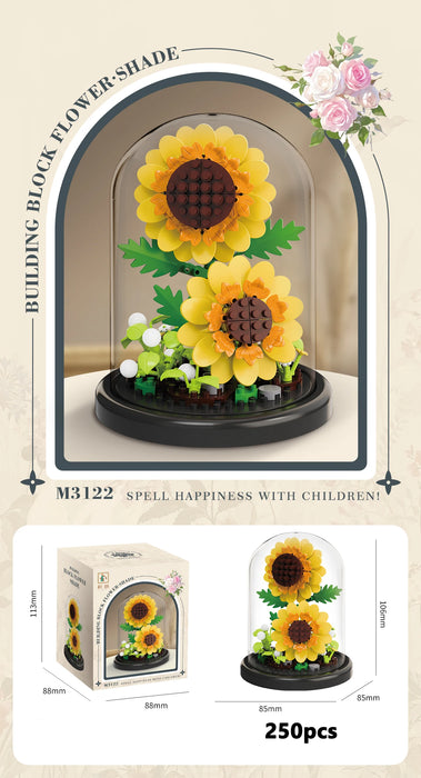 Sunflower bouquet with dome and colour box, 250 pieces