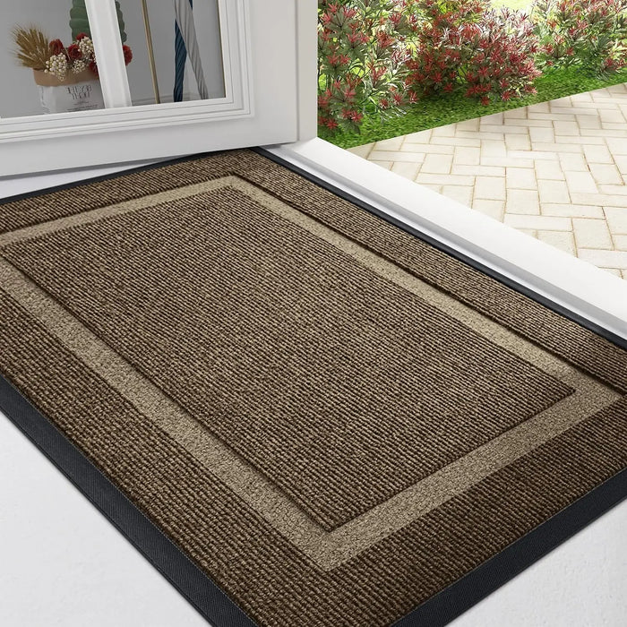 Front Door Mat Indoor Outdoor Entrance Waterproof Sturdy Natural Rubber Fade Resistant Easy Clean Patio Porch Door Mat