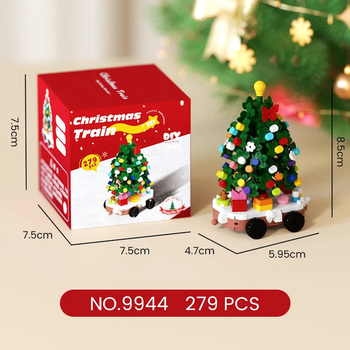 Christmas train tree car micro block set, 279 pieces, with box