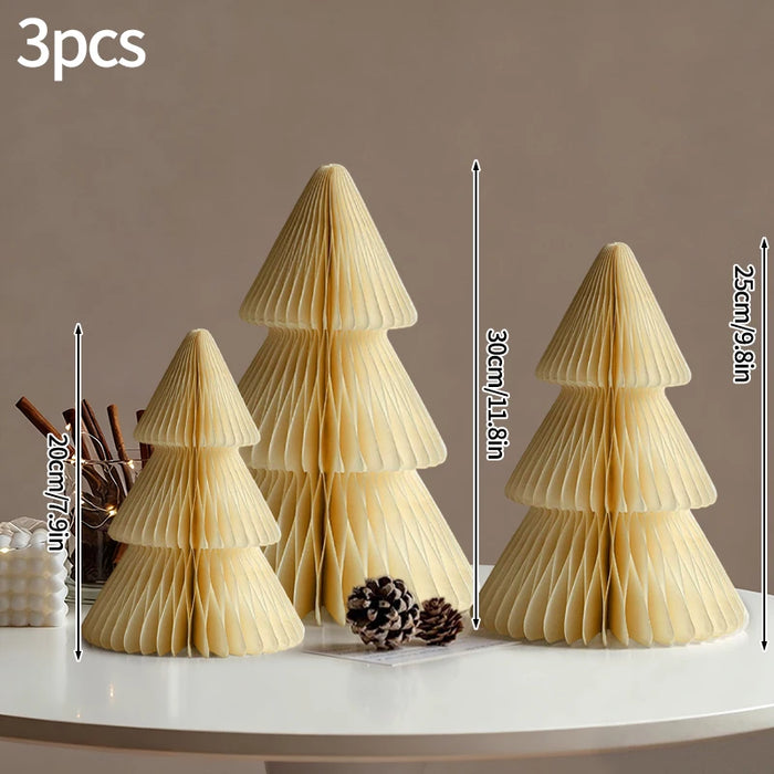 Chinese New Year Decorations Paper Honeycomb Ball Folding Christmas Tree 3D Ornament Home Wedding Decoration Desktop Ornament