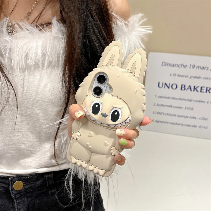 3D Cute Animal Rabbit Elf Creative Soft Silicone Phone Cases For iPhone 16 15 Pro Max 12 13 14 Plus Shockproof Cover