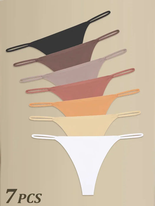 7Pcs/Set Women Seamless Thongs  High Flexibility Panties Thin Strap Low WaistSexy Underwear Ladies T-back Comfortable Women