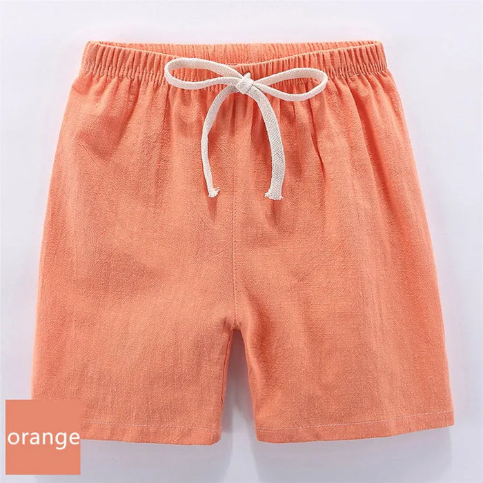 Orange kids' cotton linen shorts