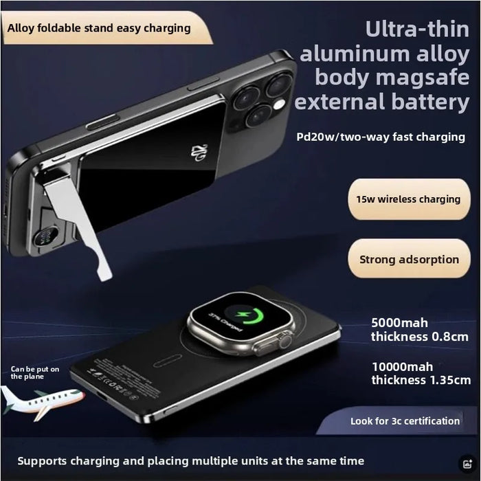 Qi2 Certified Magnetic Wireless 10000mAh Ultra-thin Power Bank with Built-in Cable External Battery for Small Gifts Customizable