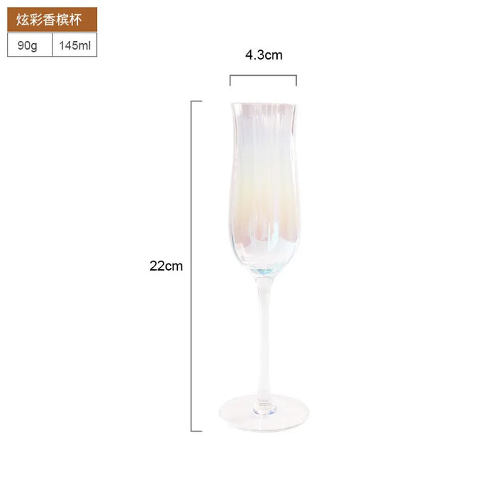 Golden Edge Ripple Champagne Wine Glass Colourful Home Transparent Lead Free Crystal Cocktail Glasses Whiskey Juice Drinking Cup