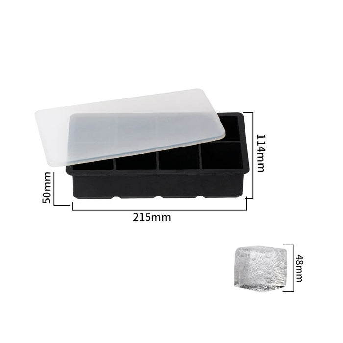 LMETJMA Large Ice Cube Trays with Lids Silicone Ice Cube Square Molds BPA Free Ice Cube Molds for Whiskey Cocktails JT09