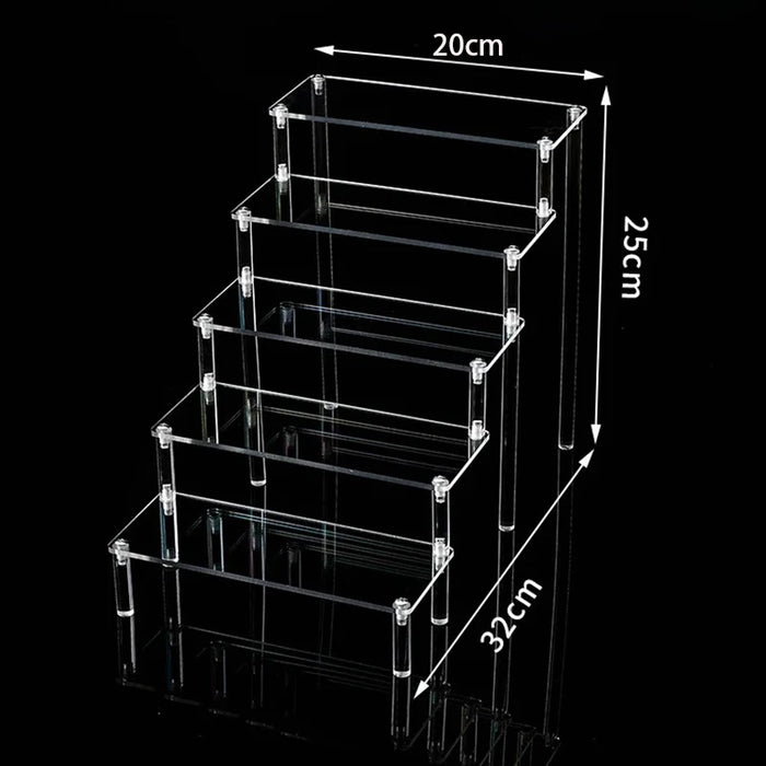 1-5 Tier Acrylic Display Stand Perfume Doll Clay Figurine Blind Box Storage Rack Transparent Ladder Makeup Organization W-2
