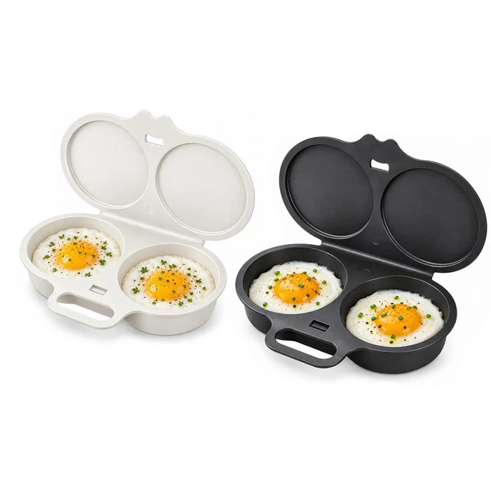 Microwave Egg Cooker Double Cavity Egg Poacher Food Grade Non Stick Egg Steamer Oil Free Breakfast Maker Reusable Kitchen Mold