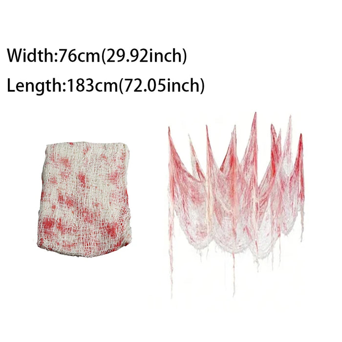 Halloween Bloody Gauze Decorations,Horror Bloody Cloth Bandage,Door Curtainsss,Halloween Haunted House Party Props