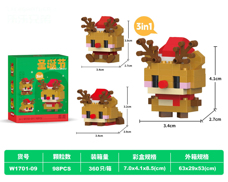 Reindeer 3-in-1 micro block set, 98 pieces