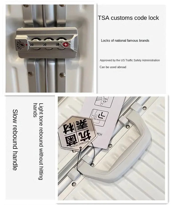 Large Capacity Rectangular Aluminum Suitcase ABS Carrry-on Luggage