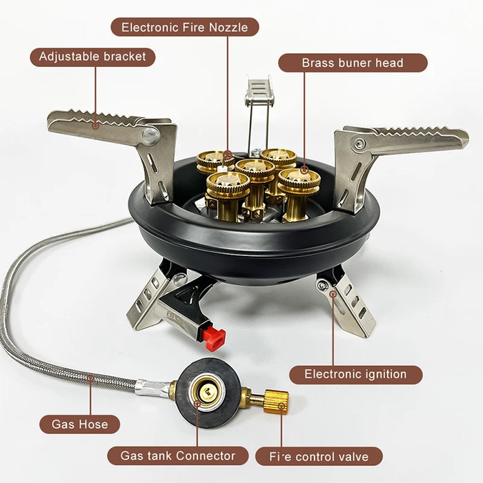 BRS-201A Portable Camping Gas Stove 16000W High Pressured Propane Butane Gas Burner Outdoor Emergency Stove with Piezo Ignition