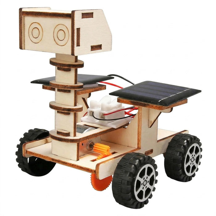 Lunar rover wooden model with an orange gear
