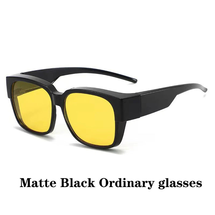 Fit-over sunglasses: Matte Black, Yellow Lens, Non-Polarized