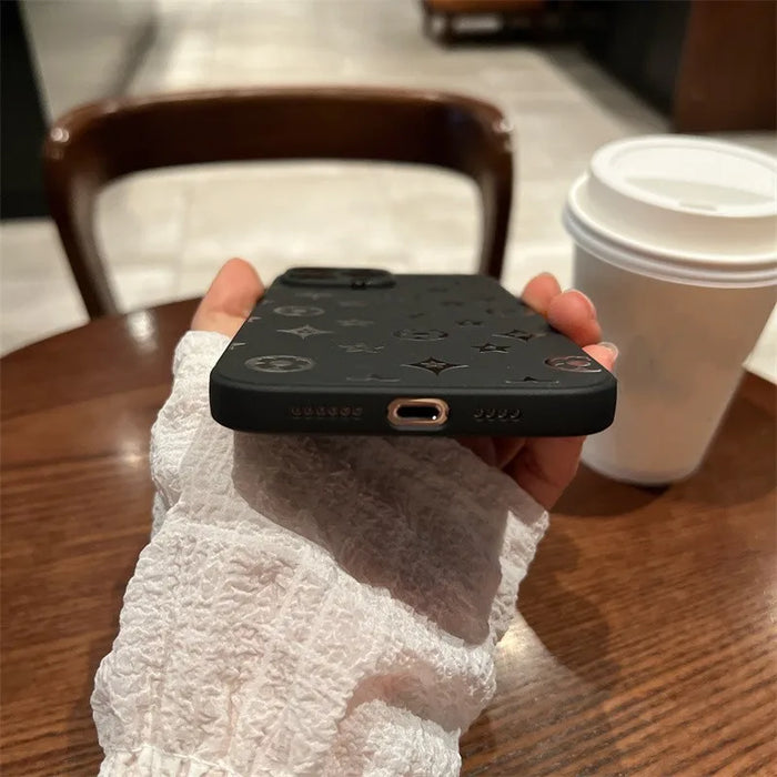 Luxury Retro Classic Phone Case For iP 16 15 14 13 12 11Pro Max XR X XS 12Mini 16Puls 15Pro Soft Silicone Black Phone Cases