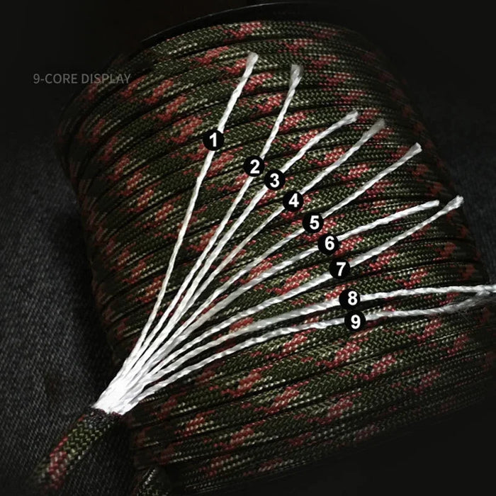 30/50/100M 4mm Paracord 9 Core 650 Military Standard Parachute Rope Lanyard Outdoor Survival Tools for Camping Tent DIY Bracelet