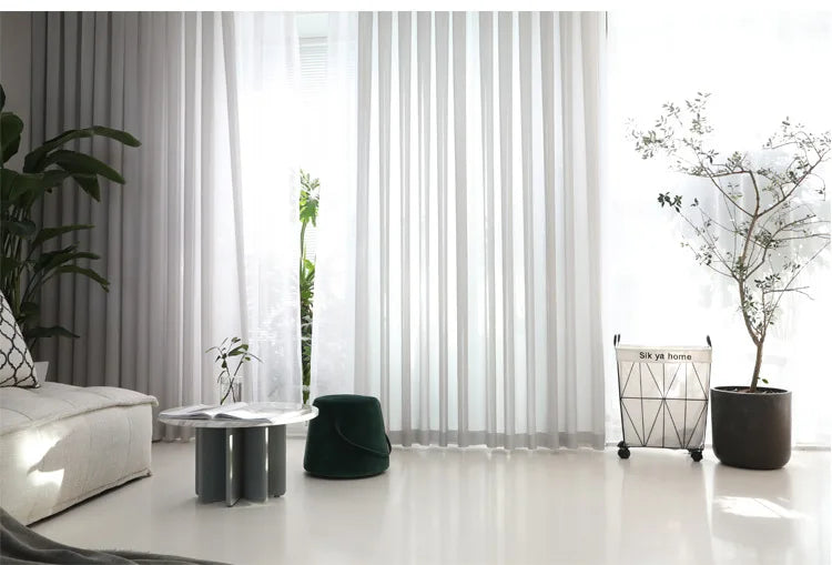 1Pc  Super Soft Chiffon White Tulle Sheer Curtains for Living Room Lining Bedroom Window Decor
