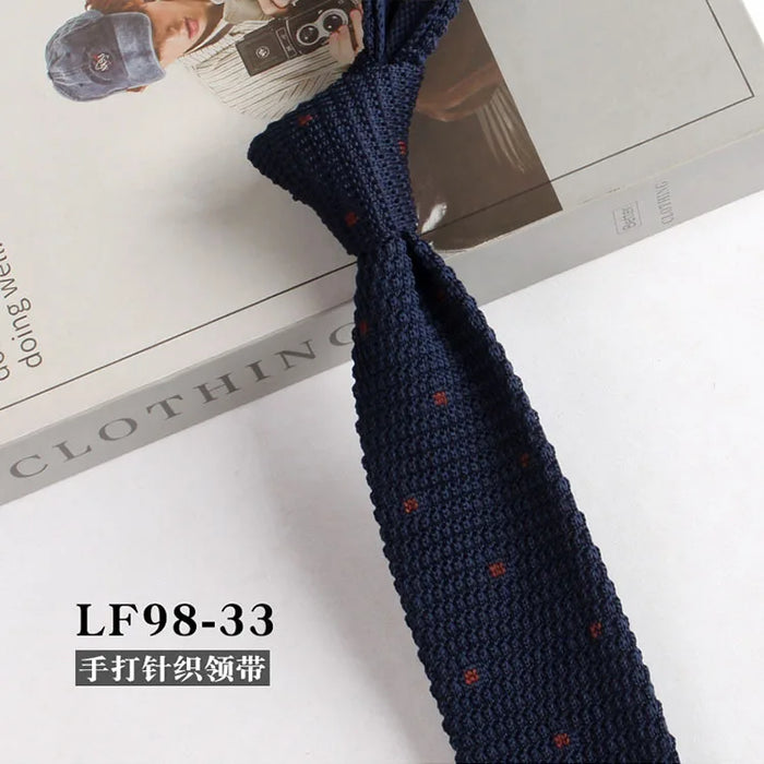 Striped Knitted Neckties For Men Narrow Retro Knitting Neck Tie Korean Style Casual Cravat Shirts Accessories Suit Neckwear