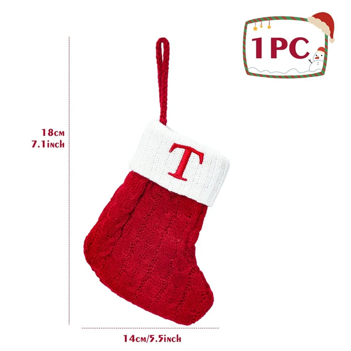 Christmas Alphabet Knitting Socks Christmas Tree Ornaments Christmas Decorations For Home 2025 Navidad Noel New Year 2026 Gifts