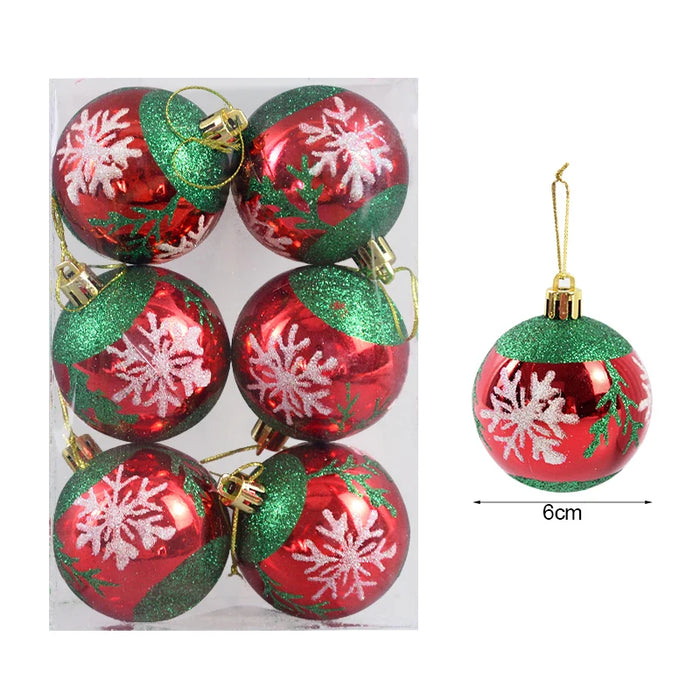 6Pcs/box 6cm Christmas Ball Ornaments Tree Hanging Pendant Christmas Decorations