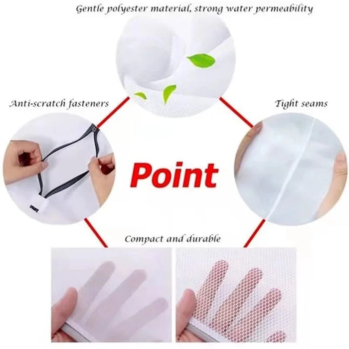 Laundry Bag Reusable Mesh Wash Bag with Non Rust Zipper Clothes Protection Net Washing Machine Universal