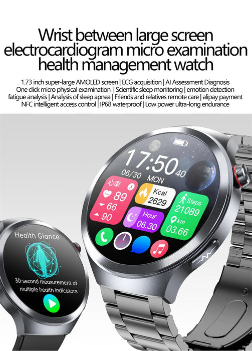 2025 New Micro Physical Examination ECG SmartWatch Blood Pressure Emotional Detection Fatigue Monitoring Smartwatch