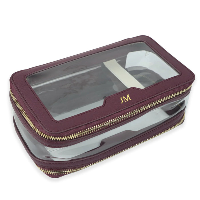 Custom Letters Saffiano Leather Cosmetic Bag Portable Capacity