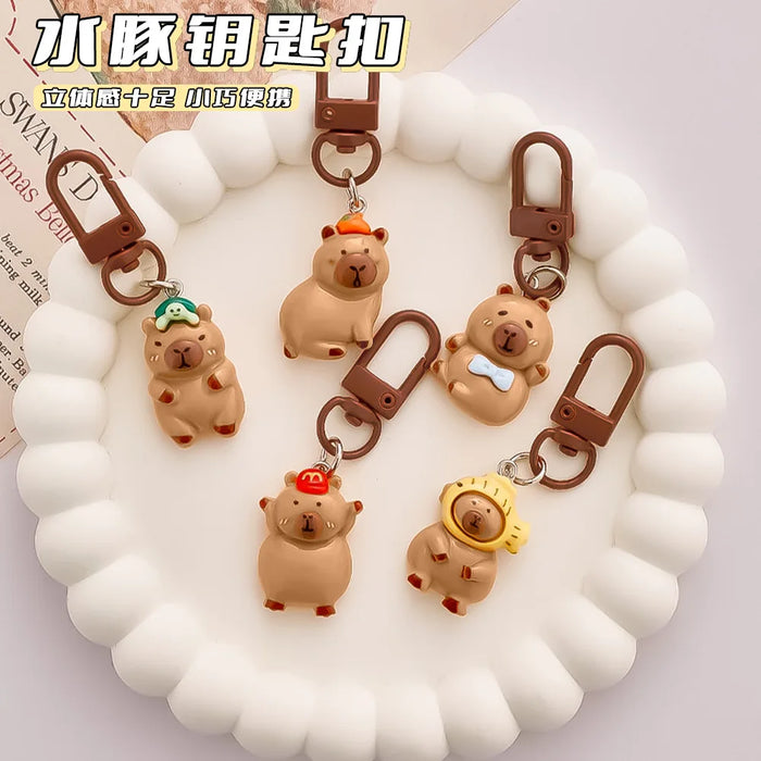 Cute Resin Capybara Key Chains for Women Girls Capibara Animal Keychain Kawaii Bag Backpack Charms Couple Friend Jewelry Gift