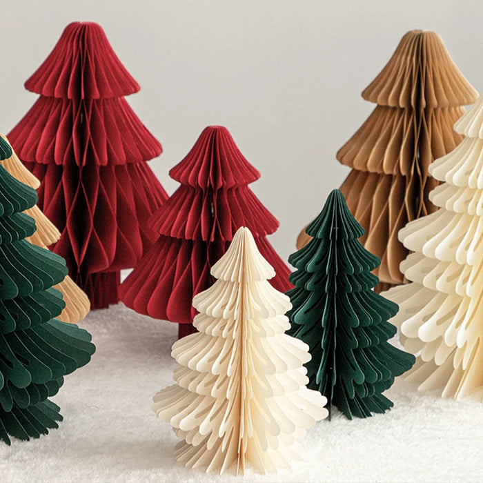 Chinese New Year Decorations Paper Honeycomb Ball Folding Christmas Tree 3D Ornament Home Wedding Decoration Desktop Ornament
