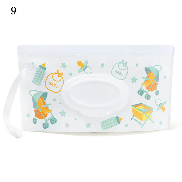 EVA Baby Wet Wipe Pouch Portable Wipes Holder Case Flip Cover Snap-Strap Reusable Refillable Cosmetic Pouch Useful Tissue Box