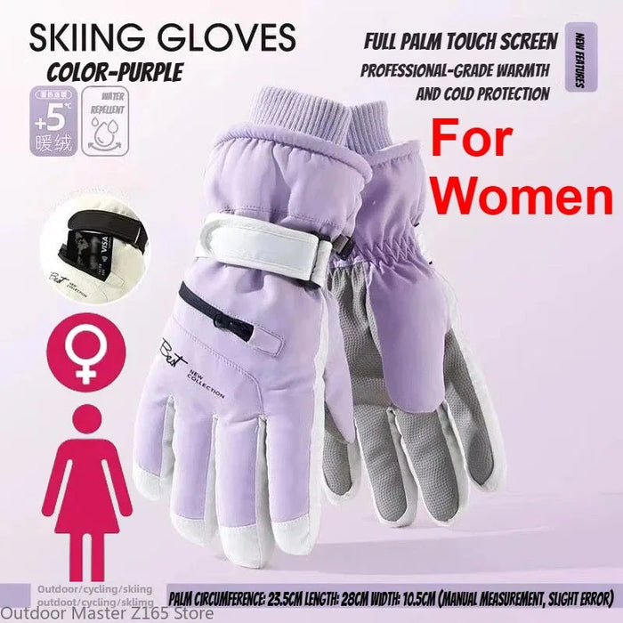 Winter Cycling Gloves Non Slip Touch Ski Gloves Snowboard Accessories Waterproof Pocket Warm Men's and Women's Thermal Gloves