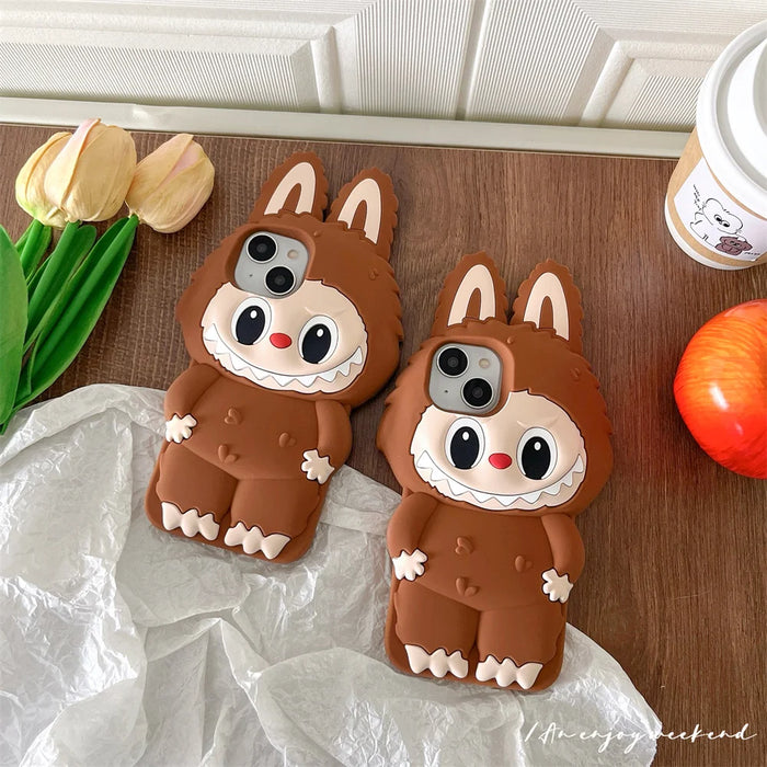 3D Cute Animal Rabbit Elf Creative Soft Silicone Phone Cases For iPhone 16 15 Pro Max 12 13 14 Plus Shockproof Cover