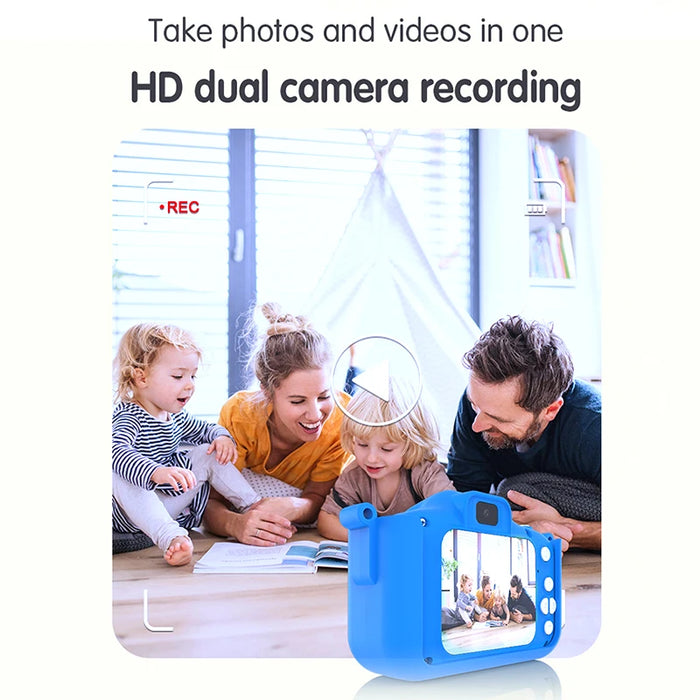Kid Mini Camera 1080P Cartoon Selfie Toddler Digital Video Camera Toys With 32G SD Card for Boys/Girls Christmas Birthday Gifts