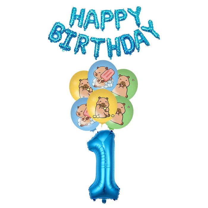 Capybara Birthday Decoration Cartoon Tableware Cups Plate Napkin Balloons Capybara Theme Birthday Party Decoration Supplies Kit