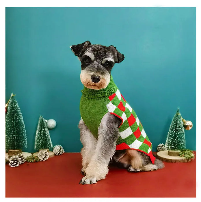 Puppy Knit New Year Dog Turtleneck Winter Clothes Pullover Green Sweatshirts Ugly Knitted Christmas Cat Sweater for Small Dogs