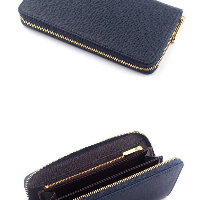 Custom Initial Letters Genuine Saffiano Leather Unisex Long Wallet Purse