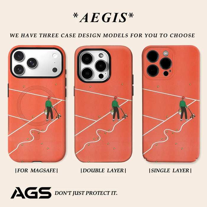Aegis case Protective Bumper for Magnetic Magsafe for iPhone 17 16 15 14 Plus 13 Pro Max Hard PC  Tennis Court Art Cover