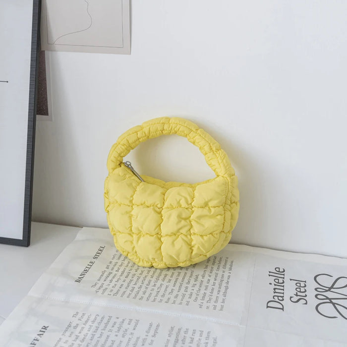 Yellow mini quilted puffer tote