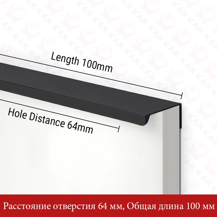 KAK Hidden Long Furniture Handles Black Kitchen Cabinet Handle Pulls Non Punched Aluminum Alloy Cupboard Door Handle Hardware