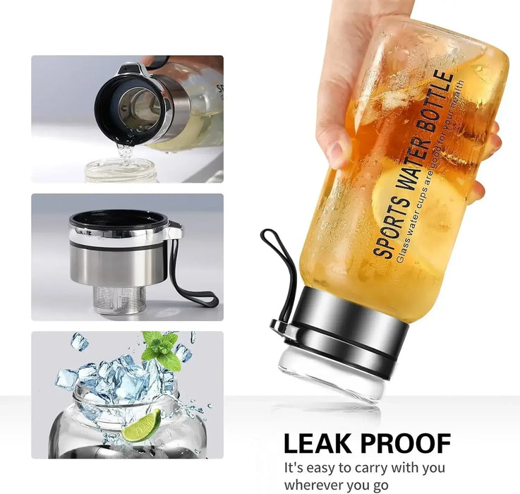 Large Capacity Glass Water Bottle Transparent Milk Juice Cup  for Tour Outdoor Sports and Travel Leak Glass Bottle