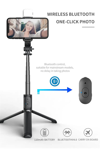 FGCLSY Phone Selfie stick Tripod 1045mm with Wireless Bluetooth LED Fill Light with Remote Shutter for Android IOS Cellphone